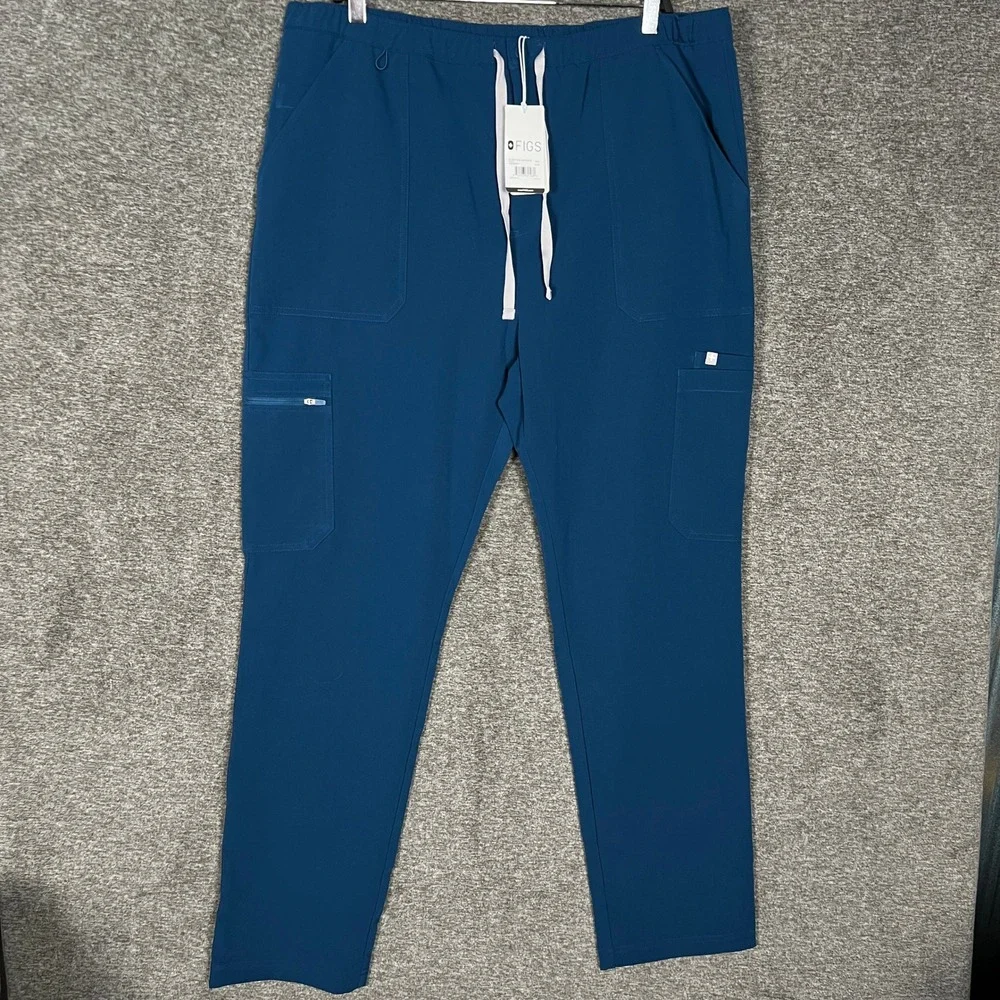FIGS‎ Cairo Slim Cargo Scrub Pants Mens 2XL Blue Teal Medical Doctor Nurse